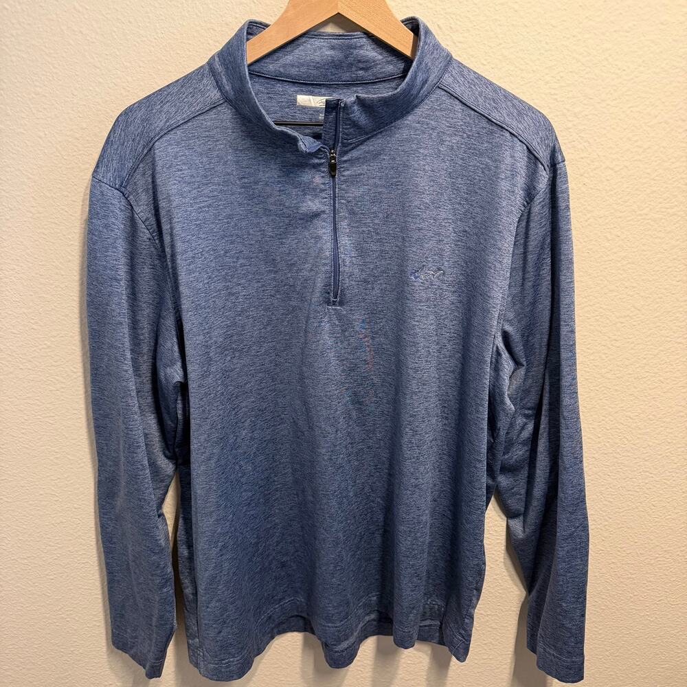 Greg Norman men's long-sleeve quarter-zip performance pullover Heathered Blue L
